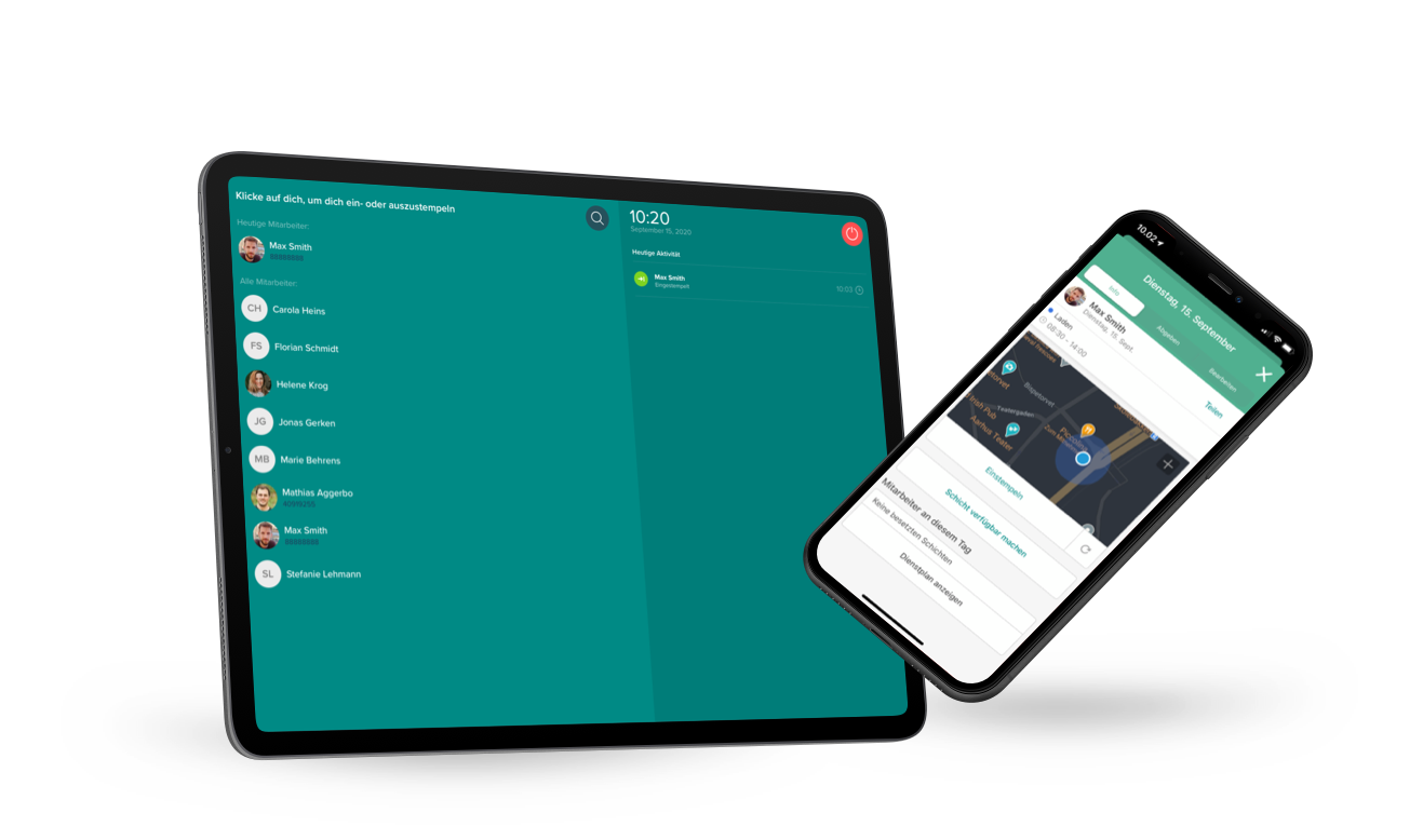 Smartplan Zeiterfassung auf Tablet und Smartphone
