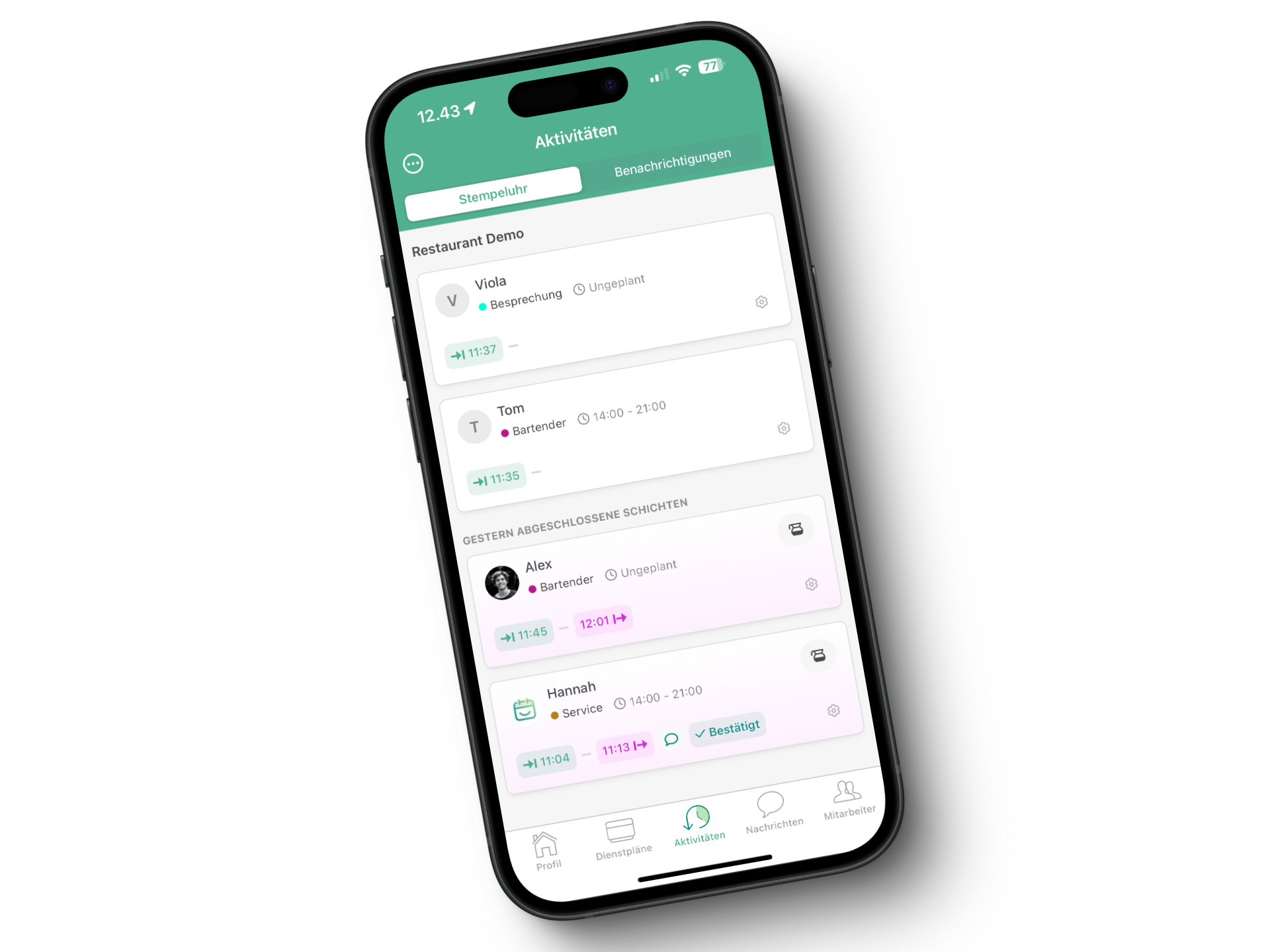 Die neue Stempeluhr Zeitleiste in der App