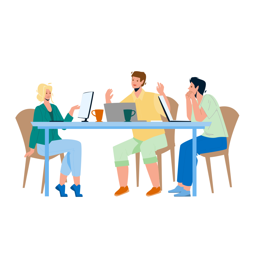 Kolleg/-innen bei einem Meeting