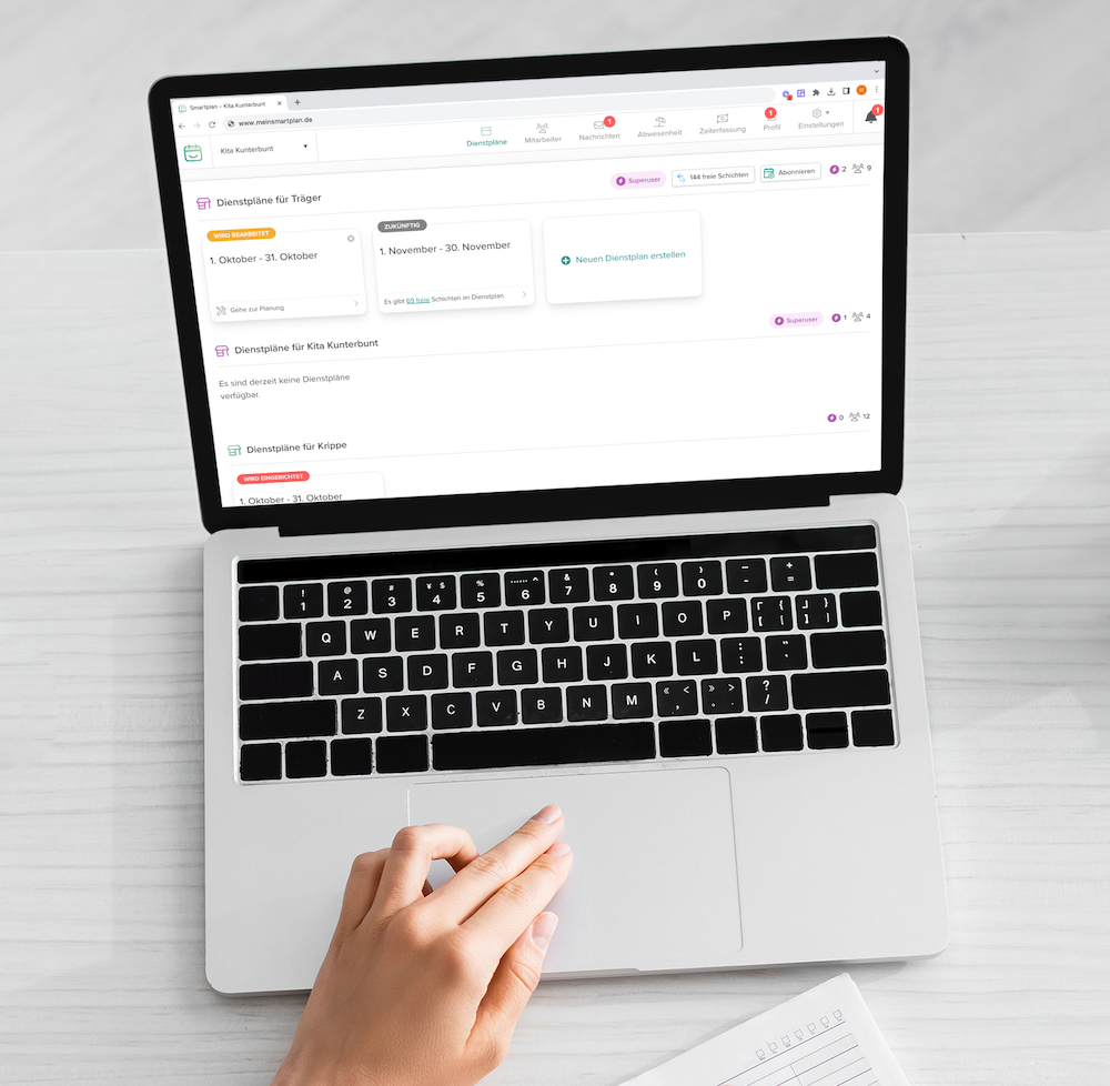 Die Smartplan Startseite auf einem Macbook